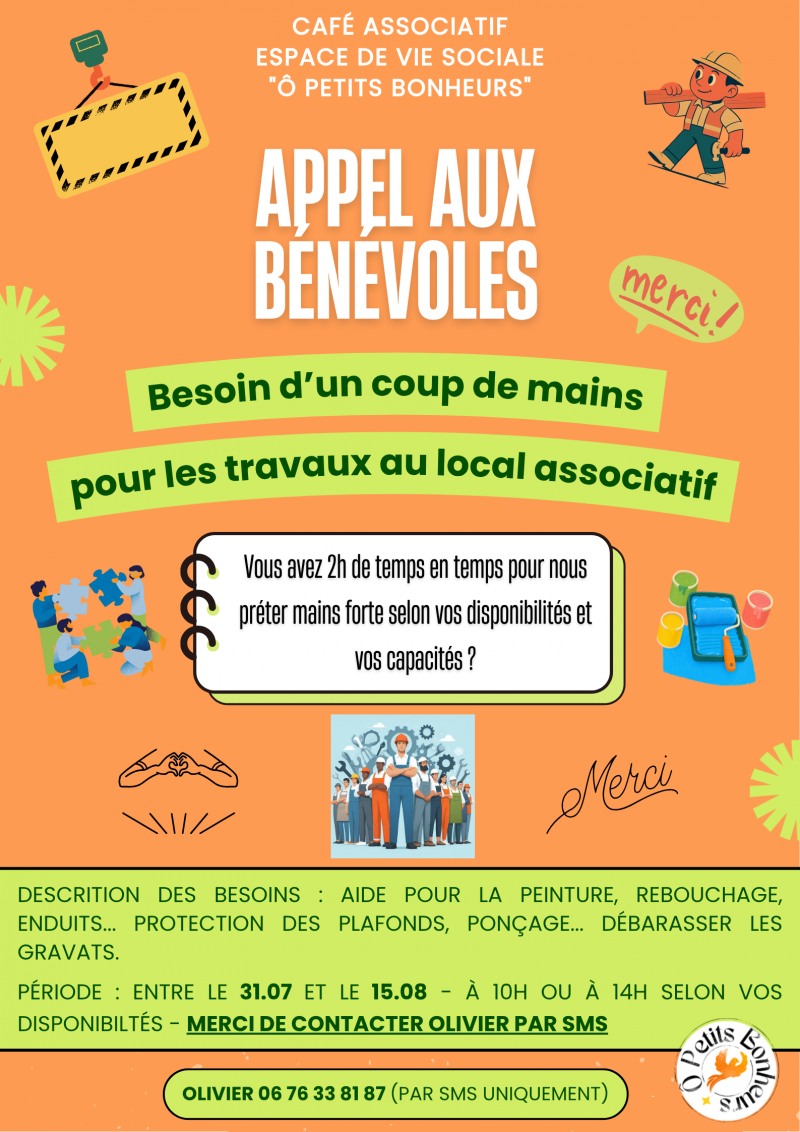 Appel à bénévolat - Travaux