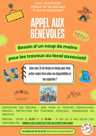 Appel à bénévolat - Travaux
