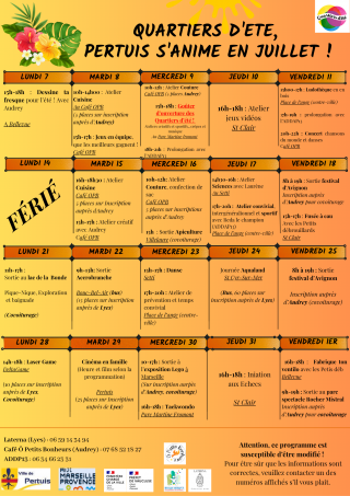 planning vacances de juillet
